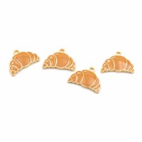 emaillierter Anhänger Croissant in light goldfarben...