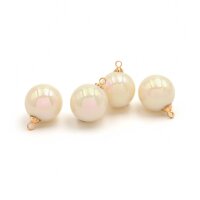 Perlen aus Acryl mit Aufhängung aus Messing weiß 4 Stück Zweite Wahl