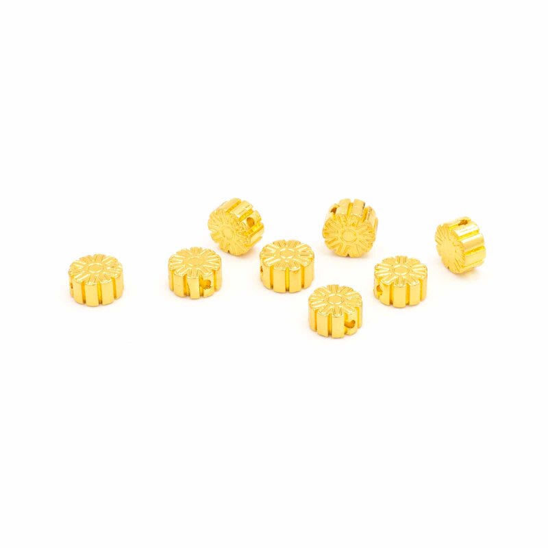 Perlen Blume aus synthetischem Hämatit goldfarben 6,5mm 8 Stück