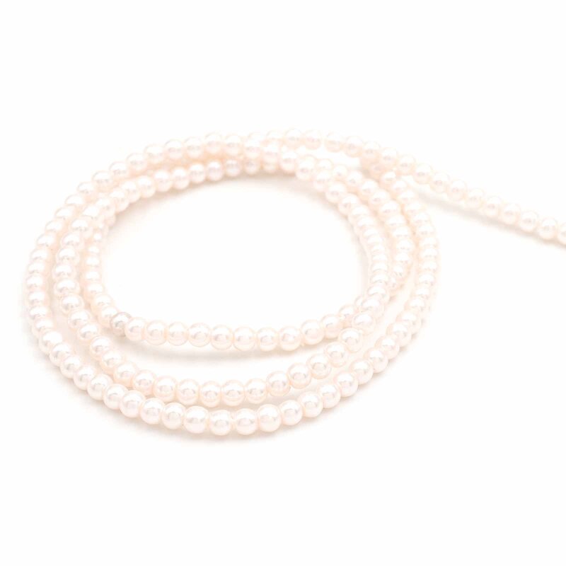 Glaswachsperlen in antik weiß 3mm x 3,5mm 1 Strang
