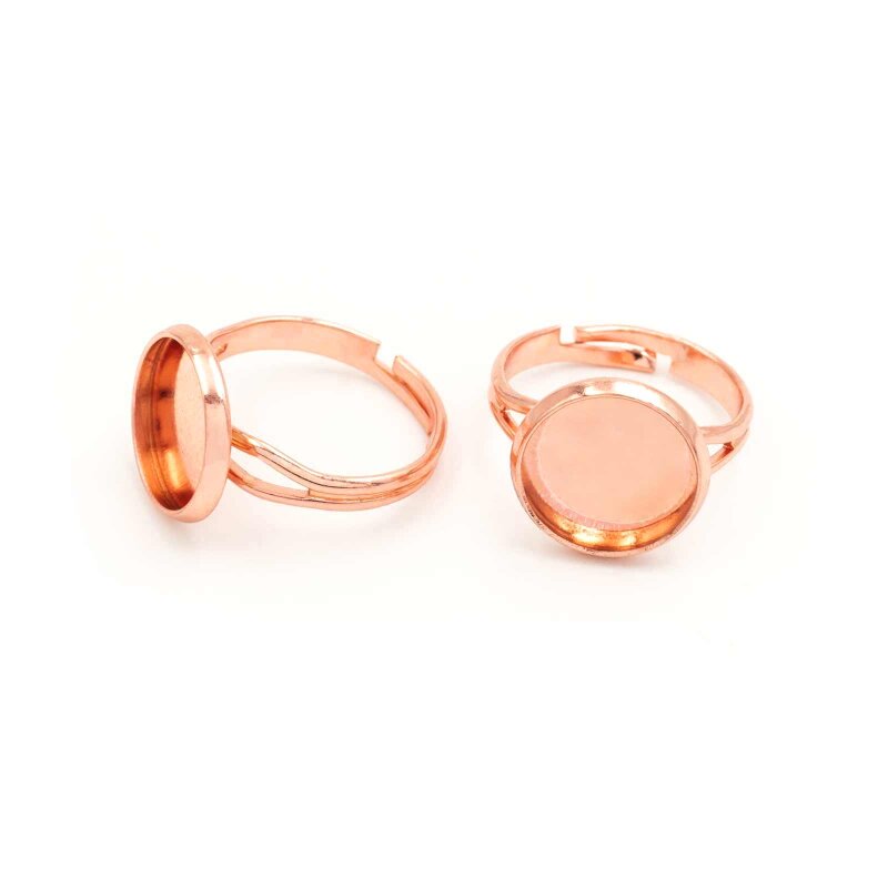 Ringrohlinge Messing peachy roségoldfarben für 12mm Cabochons 2 Stück