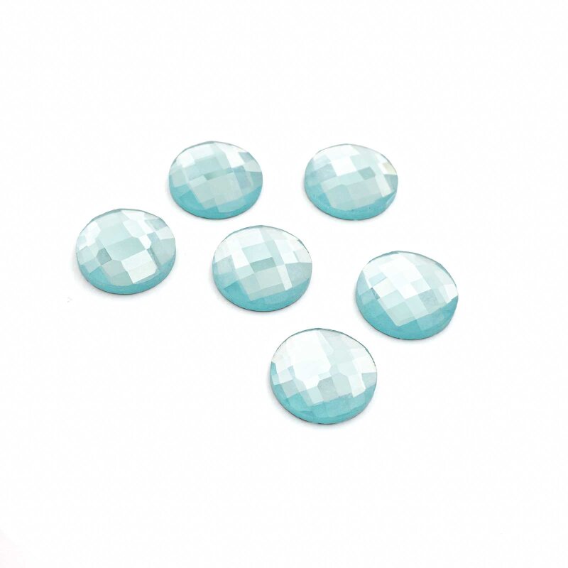 Glasschliffcabochons in himmelblau 14 mm 6 Stück
