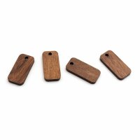 Anhänger Rechteck aus Walnussholz 21x10mm 4 Stück