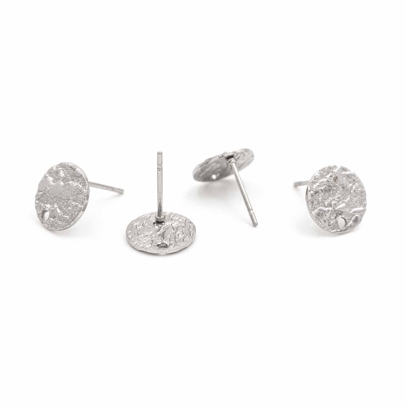 Ohrstecker Plättchen mit zart strukturierter Oberfläche aus 304 Edelstahl 4 Stück
