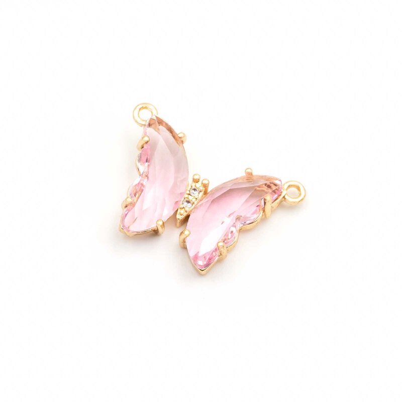 Schmetterling als Anhänger mit Zirkonia in rosa 1 Stück