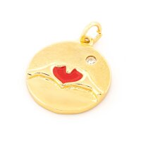 Messing-Anhänger 18k Gold beschichtet mit rotem Herz...