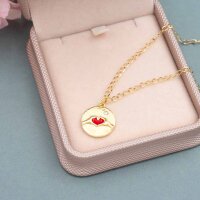 Messing-Anhänger 18k Gold beschichtet mit rotem Herz...
