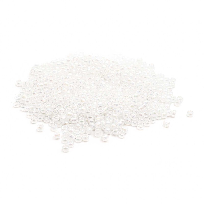 Rocailles Perlen in weiß mit Holo Effekt 3mm 20 Gramm