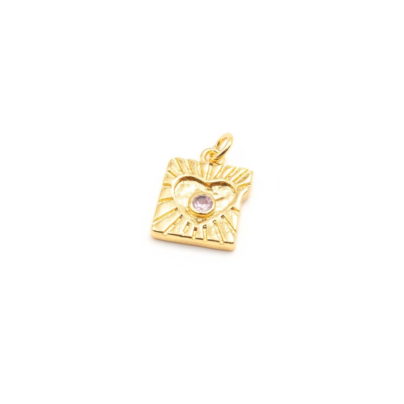 Anhänger Herzkarte Messing 18K Goldbeschichtung 1 Stück