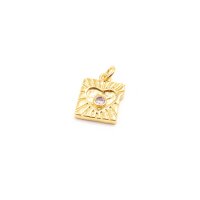 Anhänger Herzkarte Messing 18K Goldbeschichtung 1...