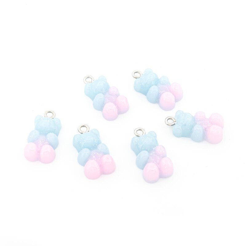Anhänger Gummibär aus Resin im Farbverlauf Blau und Rosa 6 Stück