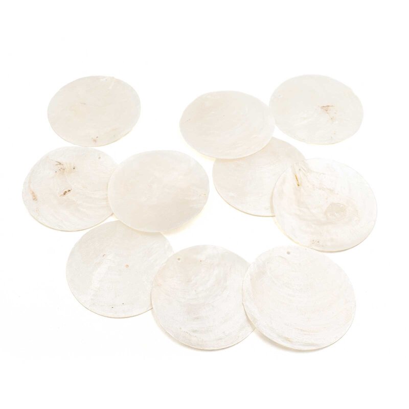 Capiz Muschelscheiben in cremeweiß 60mm 10 Stück