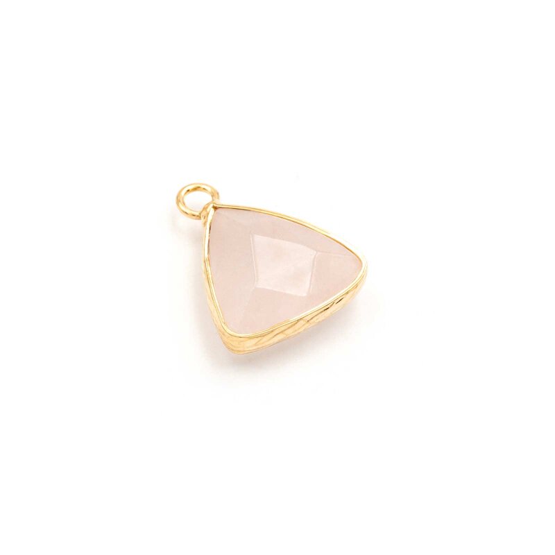 Anhänger aus geschliffenem Rosenquarz als Triangel 19x16mm 1 Stück