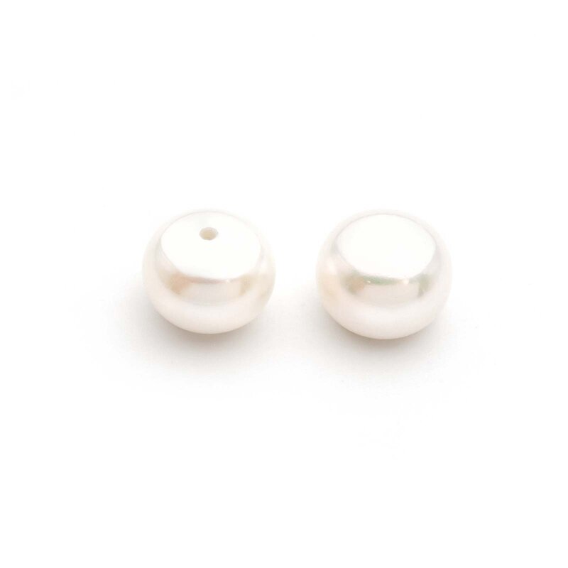 halbgebohrte Süßwasserzuchtperlen in weiß 10x8mm 2 Stück