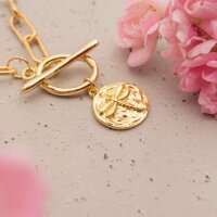 Anhänger Münze mit Libelle aus Messing mit 18k...