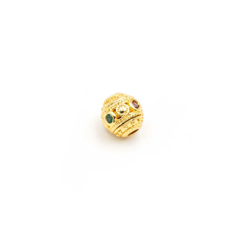 Zwischenperlen aus Messing mit Zirkonia und 18k Goldbeschichtung 9mm 1 Stück