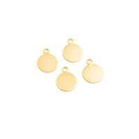 runde Anhänger aus Messing, 24K Goldbeschichtung, 4...
