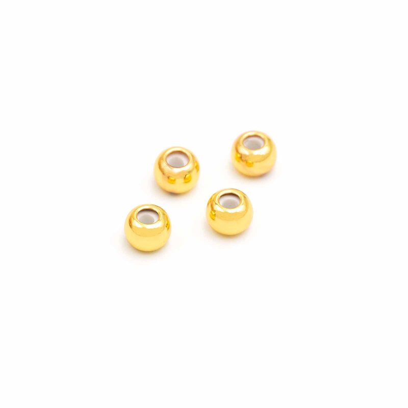 Stopperperlen aus Messing mit 18k Goldbeschichtung 6mm 4 Stück