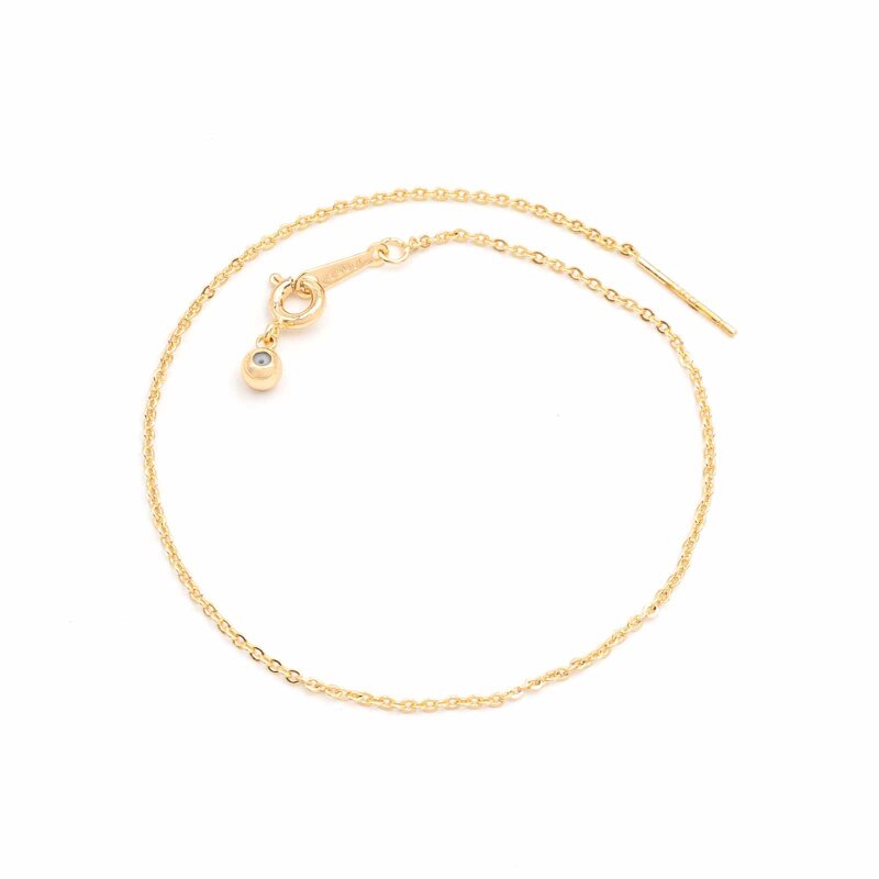 Armband Rohling Messing 18k vergoldet 22cm mit Stopperperle Schiebeverschluss