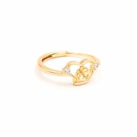 Ring für halbgebohrte Perlen mit Zirkonia 18K Gold...