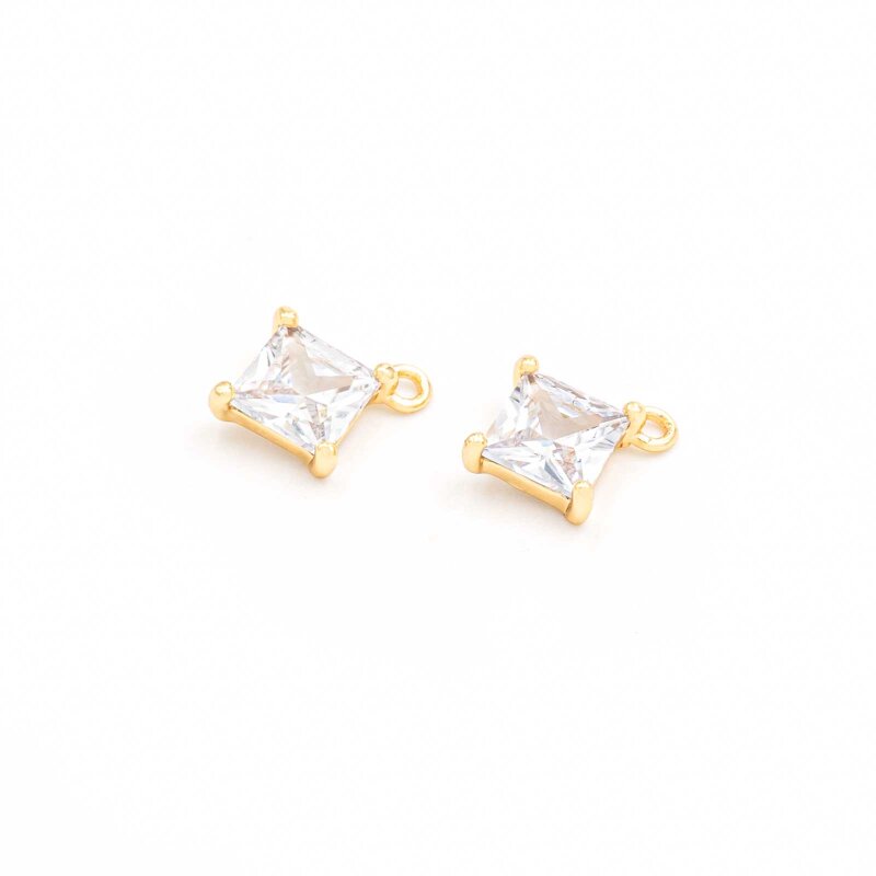 Anhänger mit Zirkonia Schmuckstein 18k Gold beschichtet 2 Stück