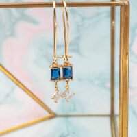 Verbinder Rechteck mit blauem facettierten Schmuckstein,...