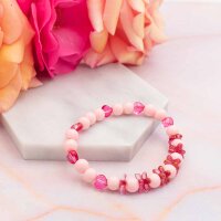 pinke Perlkappen 8mm aus Glas mit goldener Spotlackierung...