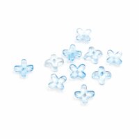 blaue Perlkappen 7mm aus Glas mit silberfarbener...