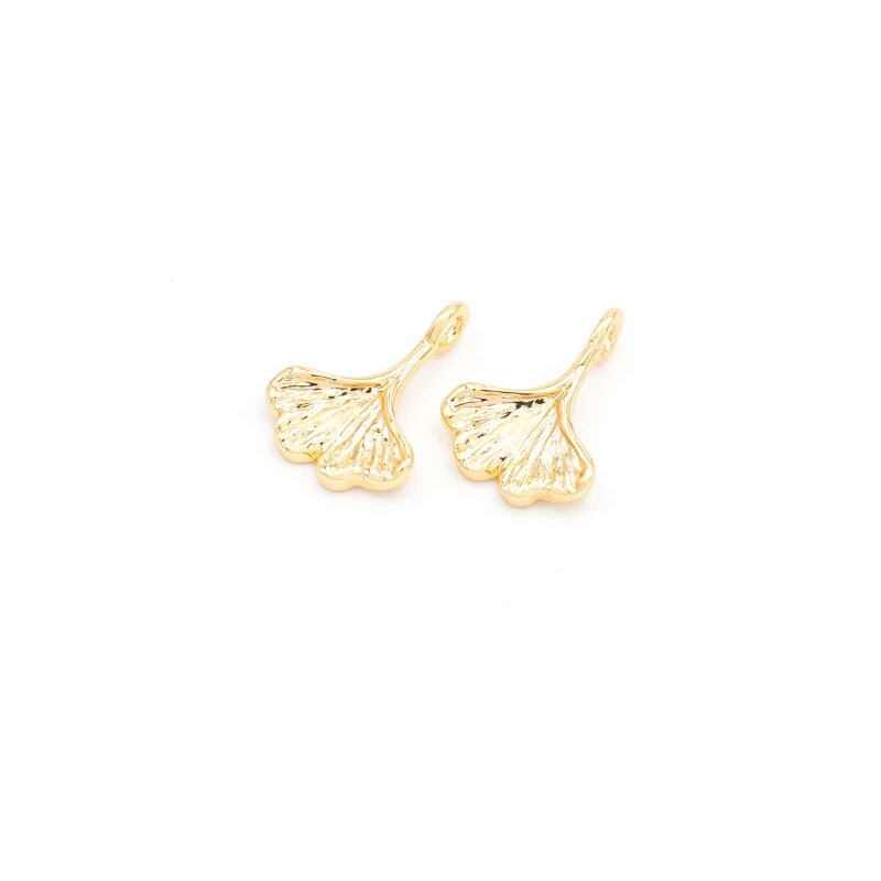 Anhänger Ginkgoblatt 18k goldbeschichtet 11x8mm 2 Stück