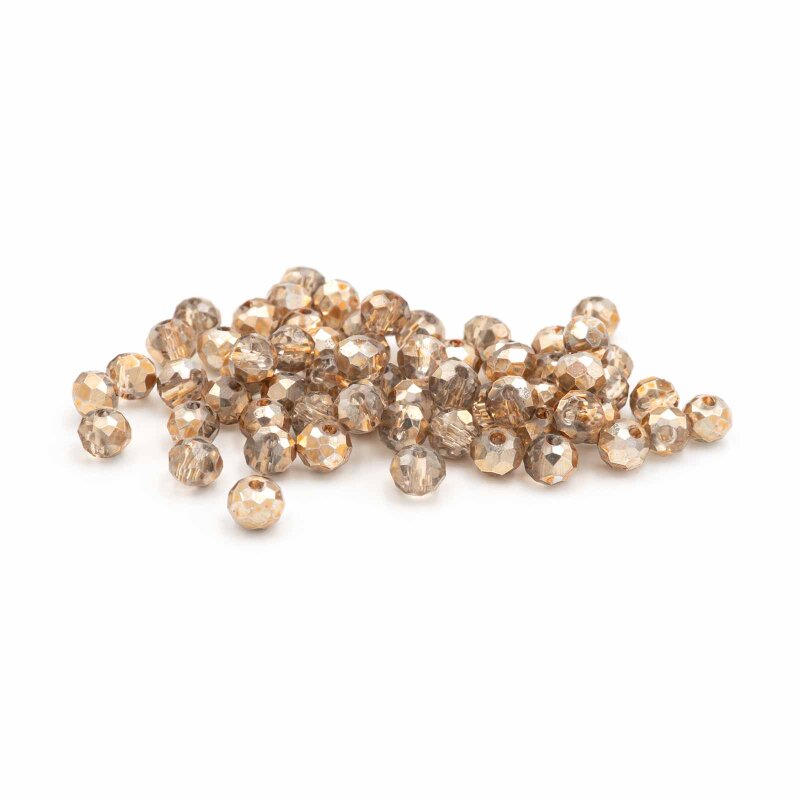 facettierte Glasschliffperlen in Beige 4 x 3 mm 50 Stück