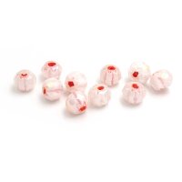 Lampworkperlen facettiert in weiß-rot 10 Stück