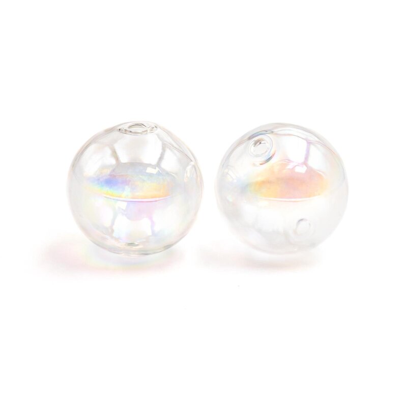 Hohlperlen mit Holo Effekt zum Befüllen 18mm 2 Stück