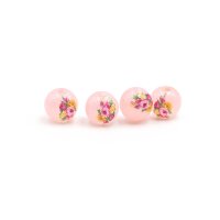 Glasperlen in Jadeoptik in zartrosa mit Blume 8mm 4...