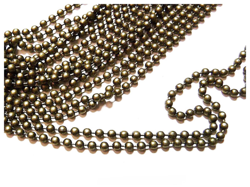 2 m Kugelkette in antik Bronze, 2 mm
