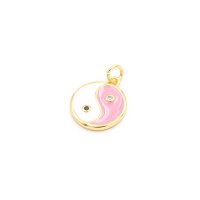 Anhänger Yin & Yang in rosa und weiß mit...