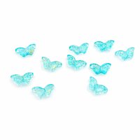 Perlen Schmetterling aus Glas in türkis mit Glitzer...