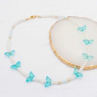 Perlen Schmetterling aus Glas in türkis mit Glitzer...