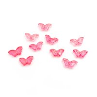 Glasperlen Schmetterling Pink mit Goldglitzer 15x8 mm 10...