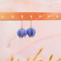 Lampworkperlen als Blume in kornblumenblau 2 Stück