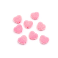 Perlen aus Acryl Herzen mit rosa Samt 11x12,5mm 8 Stück