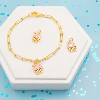 Anhänger Qualle aus Messing, 18K Goldbeschichtung,...