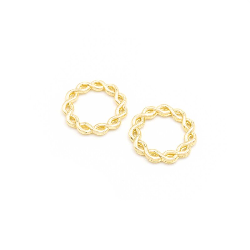 runder Verbinder aus Metalllegierung, 18K Goldbeschichtung, 21 mm, 2 Stück