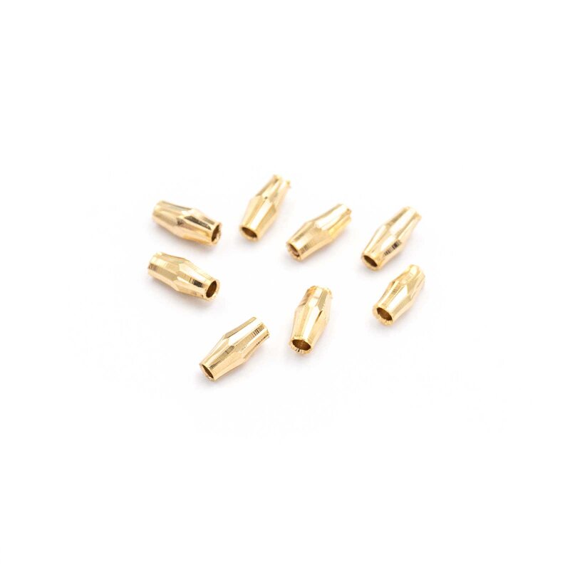 rhombenförmige Zwischenperlen aus Messing, 24K Goldbeschichtung, 6x3 mm, 8 Stück