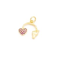 Anhänger Finger Heart mit Zirkonia in Rot, 18K...
