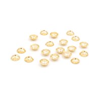 Perlkappen Edelstahl 18 K vergoldet rund 6 mm 20 Stück