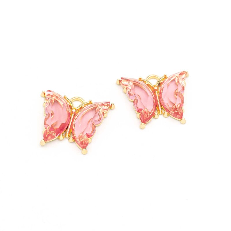 Anhänger Schmetterling goldfarben mit Resin in pfirsichfarben 2 Stück