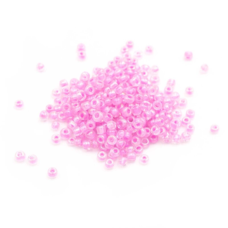 Rocailles Perlen in zarten rosa mit Holo Effekt 3mm 20 Gramm