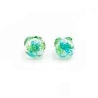 Lampworkperlen Apfel in blau und grün 12x10mm 2...