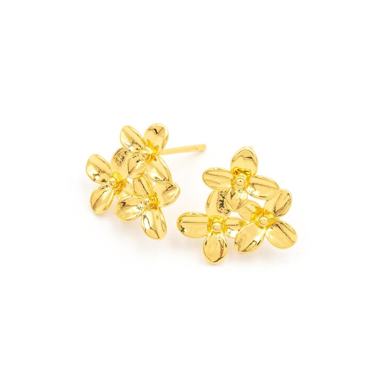 Blumen Ohrstecker  in goldfarben 15x14mm 2 Stück