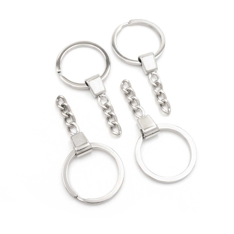 Schlüsselringe inklusive Kette in platinfarben 30mm 4 Stück